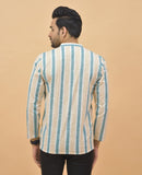 Combo of 3 Men Kurtas Stripe Cotton Handloom Sky Blue Black and Green