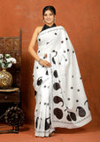 Bagru Block Print Cotton mulmul Sarees With Running White HS-5084