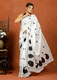 Bagru Block Print Cotton mulmul Sarees With Running White HS-5084