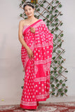 Bagru Block Print Cotton mulmul Sarees With Running Blouse