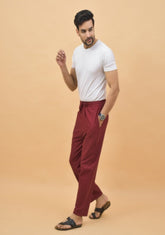 Maroon-Solid-Cotton-Handloom-Men-Pant