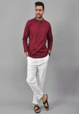 MAROON SOLID COTTON HANDLOOM CORD SET-25076