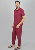 MEN COTTON SHIRT SOLID CO-ORD SET MAROON-47324