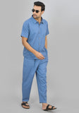MEN COTTON SHIRT SOLID CO-ORD SET SKY BLUE-47323