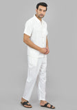 MEN COTTON SHIRT SOLID CO-ORD SET WHITE-47322