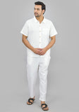MEN COTTON SHIRT SOLID CO-ORD SET WHITE-47322