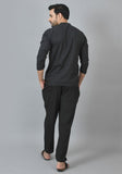 MEN COTTON SOLID CO-ORD SET BLACK-25732
