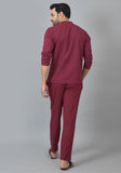 MEN COTTON SOLID CO-ORD SET MAROON-25735