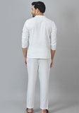 MEN COTTON SOLID CO-ORD SET WHITE-25729