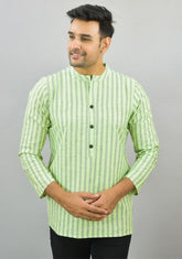 MINT GREEN BLACK STRIPE COTTON HANDLOOM CORD SET-25690
