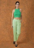 Mint Green Solid Cotton Trouser Pant