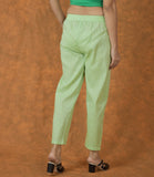 Mint Green Solid Cotton Trouser Pant