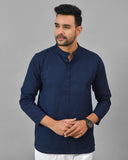 NAVY BLUE SOLID COTTON HANDLOOM CORD SET-25079