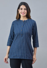 Women Mandarin Collar Cotton Top