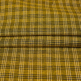 Olive Green Black Triple Line Checks Cotton Handloom Fabric