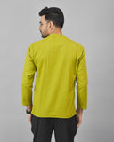 OLIVE GREEN SOLID COTTON HANDLOOM CORD SET-25082