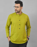 OLIVE GREEN SOLID COTTON HANDLOOM CORD SET-25082