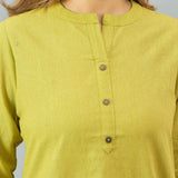 Olive Green Solid Cotton Women Top-10371