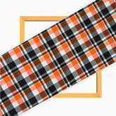 Orange Black and White Checks Cotton Handloom Fabric