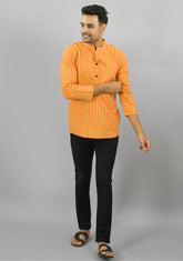 ORANGE YELLOW STRIPE COTTON HANDLOOM CORD SET-25689