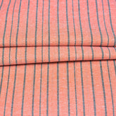 Peach Black Stripe Cotton Handloom Fabric