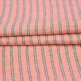 Peach Black Stripe Handloom Cotton Fabric