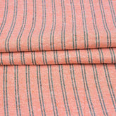 Peach Black Stripe Handloom Cotton Fabric