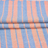 Peach Blue Stripe Handloom Cotton Fabric
