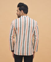 Combo of 3 Men Kurtas Stripe Cotton Handloom Green Peach and Sky Blue