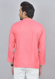Combo of 2 Men Cotton Self Design Short Kurta Peach and Gray