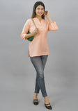 Anouk Peach Women Round Neck Cotton Top