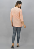 Anouk Peach Women Round Neck Cotton Top