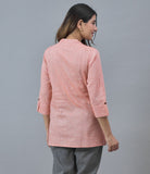 Peach Solid Cotton Stripe Women Top-10286