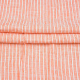 PEACH WHITE STRIPE HANDLOOM COTTON FABRIC-43423