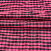 Pink Black Checks Handloom Cotton Fabric