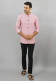 PINK CYAN STRIPE COTTON HANDLOOM CORD SET-25688