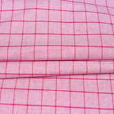 Pink Pink Checks Cotton Handloom Fabric