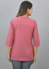 Women Mandarin Collar Cotton Top