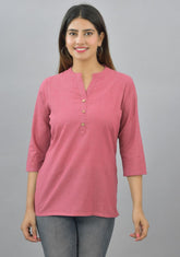 Women Mandarin Collar Cotton Top