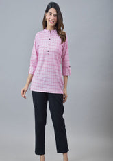 Women Cotton Checked Tunic