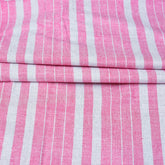 Pink White Stripe Cotton Handloom Fabric