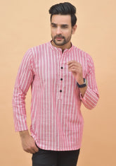 PINK WHITE STRIPE COTTON HANDLOOM CORD SET-25008