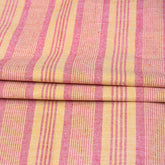 Pink Yellow Stripe Cotton Handloom Fabric