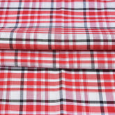 Pink and White Check Handloom Cotton Fabric