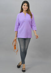 Women Mandarin Collar Cotton Top