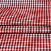 Red White Small Checks Cotton Handloom Fabric