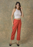 Red Yellow Cotton Checks Regular Pant