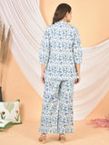 Women White Sky blue printed cod set-CS-2002