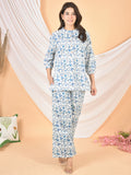 Women White Sky blue printed cod set-CS-2002