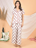 Women white pink printed cod set CS-2008